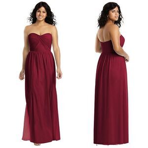 Social Bridesmaids Strapless Draped Bodice Maxi Dress with Front Slits